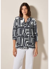 Cecil Damen Klassische Bluse, blau, casual, Gr. XS, bedruckt, Stoff, 88% Viskose, 12% Nylon, Blusen, mit 3/4 Ärmeln