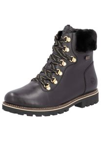 Remonte Damen Winterboots, Gr. 40, schwarz, Leder, Lederimitat, Textil, unifarben, casual, Schuhe, Blockabsatz, Winterstiefelette, Schnürstiefelette