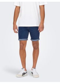 Only & Sons ONLY & SONS Herren Shorts "ONSPLY MBD 9039 PIM DNM SHORTS", blau, modisch, Gr. XXL, unifarben, Web, Obermaterial: 64% Baumwolle, 31% Polyester, 3%