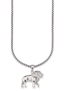 Bruno Banani Herren Kette mit Anhänger "Schmuck Geschenk Halskette Löwe, Venezianerkette", Edelstahl, L: 55cm, silber, Edelstahl, Halsketten