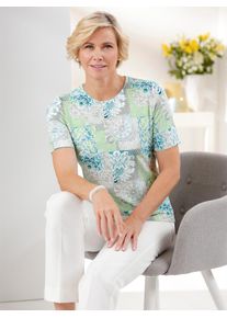 CLASSIC Damen Kurzarmshirt "Shirt", grün, Gr. 40, gemustert, mehrfarbig, 95% Viskose, 5% Elasthan, Shirts