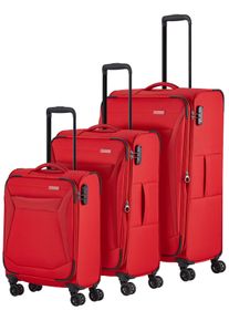 Travelite Trolleyset "CHIOS S/M/L", rot, Polyester, unifarben, Koffer-Sets, Kofferset Reisegepäck Reisekoffer mit erweiterbarem Volumen