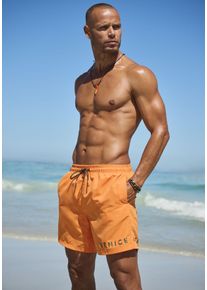 Venice Beach Herren Badeshorts, orange, casual, Gr. S, unifarben, Microfaser, Recycling-Polyester, Badehosen, seitliche Eingrifftasche mit