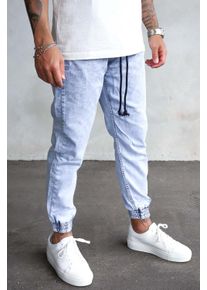 2Y Premium Herren Stoffhose "2Y Premium Herren 2Y Cargo Denim", blau, Gr. 30, unifarben, 98% Baumwolle, 2% Elasthan, Hosen