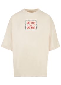 Merchcode Herren T-Shirt "Merchcode Herren Frida Kahlo - Pixels viva la vida Huge Tee", beige, casual, Gr. S, bedruckt, 100% Baumwolle, Shirts