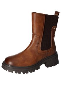 Mustang Shoes Damen Chelseaboots, Gr. 36, braun, Lederimitat, Elastischer Einsatz, casual, Schuhe, Schlupfstiefel, Herbstschuh mit komfortablem