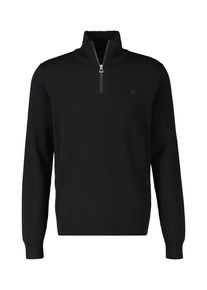 Lerros Herren Strickpullover "Lerros Flachstrick-Troyer mit Reißverschlusskragen", schwarz, Gr. S, 100% Baumwolle, Pullover
