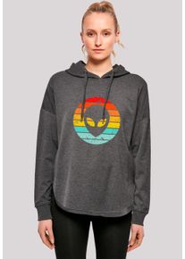 F4NT4STIC Damen Kapuzenpullover "Alien Retro Sonnenuntergang", grau, casual, Gr. XS, Obermaterial: 100% Baumwolle, Pullover, Premium Qualität