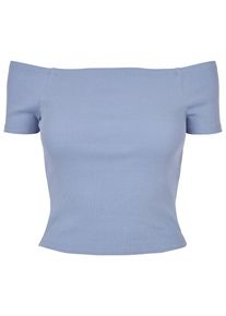 Urban Classics Herren T-Shirt "Urban Classics Damen Ladies Off Shoulder Rib Tee", blau, casual, Gr. XXL, unifarben, 97% Baumwolle, 3% Elasthan, Shirts