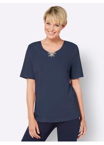 Classic Basics Damen Kurzarmshirt "Kurzarm-Shirt", blau, Gr. 38, unifarben, 100% Baumwolle, Shirts