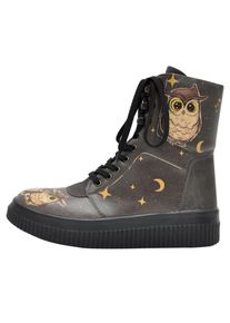 DOGO Damen Schnürboots "Future Boots Owls Family Damen Boots / Female", Gr. 39, braun, Lederimitat, Schuhe, Vegan