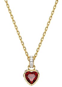 Swarovski Damen Kette mit Anhänger "Chroma Herz, 5648750", Metall, L: 44cm, rot, Metall, Halsketten, mit Swarovski Kristall