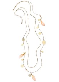 Lascana Damen Lange Kette "Layer Halskette, 2 Reihen", bunt, feminin, bunt, glänzend, Metall, Halsketten, mit Kunstfedern, mehrreihige Halskette,