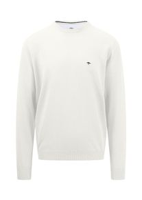 Fynch-Hatton Herren Strickpullover, weiß, casual, Gr. XL, unifarben, Strick, Obermaterial: 100% Baumwolle, Pullover, mit Stickerei auf der Brust
