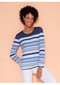 Classic Basics Damen Langarmshirt "Langarm-Shirt", blau, Gr. 56, gemustert, gestreift, 100% Baumwolle, Shirts