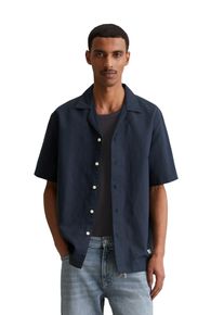 Marc O'Polo Herren Kurzarmhemd, blau, casual, Gr. M, MARC O'POLO DENIM, Web, Obermaterial: 53% Leinen, 47% Baumwolle, Hemden