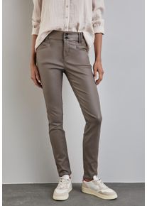 Street One Damen Stretch-Hose "Style YORK", braun, feminin, Gr. 42, Obermaterial: 79% Viskose, 18% Nylon, 3% Elasthan, Hosen