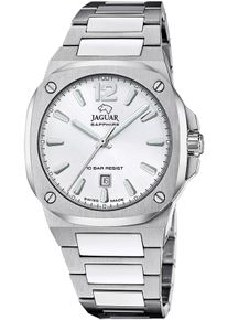 Jaguar Herren Quarzuhr "Rondcarre"silberfarben, Armbanduhren, Armbanduhr, Herrenuhr, Swiss Made, Edelstahlarmband, analog, Tag