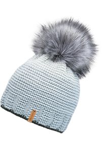Chillouts Damen Bommelmütze "Klara Hat", blau, modisch,feminin, unifarben, Strick, Materialmix, Mützen, mit abnehmbarem Kunstfell-Bommel