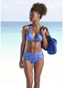ELBSAND Damen Bikini-Hose "Letra", blau, Gr. 34, bedruckt, Recycling-Polyamid, Badehosen, mit tollem Wording