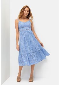 Lascana Damen Midikleid, blau, modisch, Gr. 42, unifarben, Web, Obermaterial: 100% Baumwolle. Futter: 100% Baumwolle, Kleider, mit sommerlicher