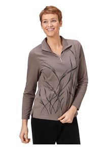 Classic Basics Damen Langarm-Poloshirt "Winter-Shirt", grau, Gr. 40, unifarben, 100% Baumwolle, Shirts