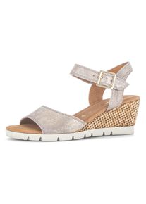 Gabor Damen Keilsandalette "TUNIS", Gr. 40, gold, Veloursleder, metallic, klassisch, Schuhe, Sommerschuh, Riemchensandale in Schuhweite G (weit)