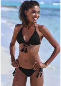 ELBSAND Damen Triangel-Bikini, schwarz, Gr. 36, Recycling-Polyamid, Bikini-Sets, aus trendiger Rippware