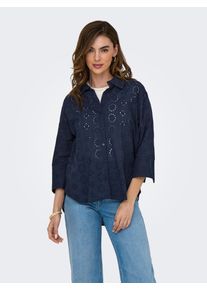 Jacqueline de Yong JDY Damen Hemdbluse "JDYTALLIE 3/4 LONG SHIRT WVN NOOS", schwarz, modisch, Gr. M, unifarben, Web, Obermaterial: 100% Baumwolle, Blusen, mit