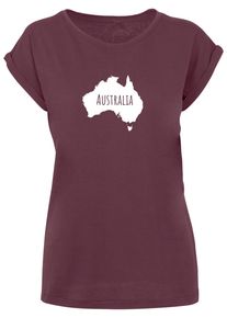 Merchcode Herren T-Shirt "Merchcode Damen Ladies Australia X Extended Shoulder Tee", rot, casual, Gr. M, bedruckt, 100% Baumwolle, Shirts