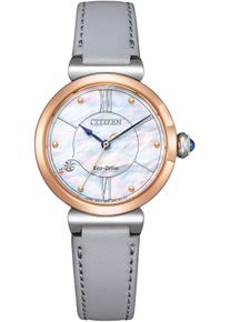 Citizen Damen Solaruhr, grau, Armbanduhren, Armbanduhr, Damenuhr, Lederarmband, Saphirglas