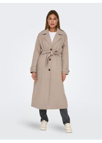 Only Damen Langmantel "ONLNALINA X-LONG WOOL TRENCHCOAT OTW", braun, modisch, Gr. S, meliert, Web, Obermaterial: 80% Polyester, 20% Wolle, Mäntel,
