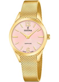 Festina Damen Quarzuhr "Grace"goldfarben, rosa, Armbanduhren, Armbanduhr, Damenuhr, Swiss Made, Edelstahlarmband, Saphirglas