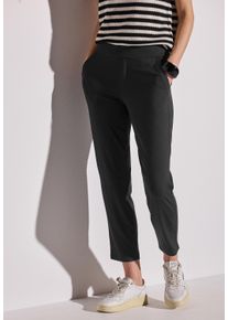 Street One Damen Stoffhose "Style Bonny", schwarz, casual, Gr. 44, unifarben, Web, Obermaterial: 95% Viskose, 5% Elasthan, Hosen, mit elastischem Bund