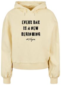 Merchcode Damen Kapuzenpullover "Merchcode Damen Ladies Hope 2 Organic Oversized Hoody", gelb, casual, Gr. XL, mehrfarbig, 100% Baumwolle, Pullover