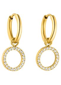 PURELEI Damen Paar Creolen "Schmuck Geschenk Closed Glow Ohrringe, Earring-ClosedGlow", Edelstahl, gold, Edelstahl, Ohrringe, mit Zirkonia (synth.) -
