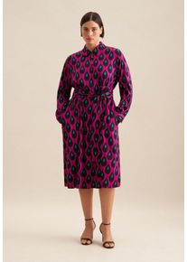 Seidensticker Damen Sommerkleid "Schwarze Rose", pink, Gr. 46, bedruckt, 97% Viskose 3% Elastan, Kleider, Langarm Kragen Druck