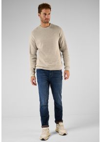 Street One MEN Herren Rundhalspullover, beige, casual, Gr. XXXL, unifarben, Web, 100% Baumwolle, Pullover, mit Struktur