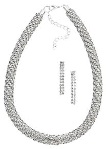 Firetti Damen Ohrring und Ketten Set "Strass-Schmuckset, edel, elegant und glamourös", weiß, Metall, Schmuck-Sets, mit Glasstein