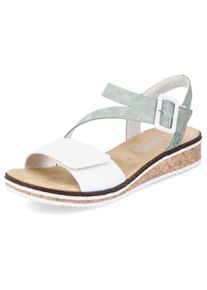 Rieker Damen Riemchensandale, Gr. 39, grün, Lederimitat, elegant, Schuhe, Sommerschuh, Sandalette, Keilabsatz, mit asymmetrischem Riemchen