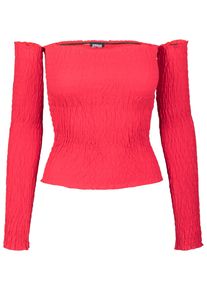 Urban Classics Damen Langarmshirt "Urban Classics Damen Ladies Cold Shoulder Smoke L/S", rot, klassisch, Gr. XS, unifarben, 95% Baumwolle, 5%