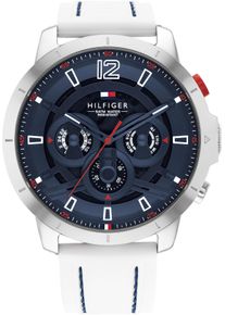Tommy Hilfiger Herren Multifunktionsuhr "LUCA", weiß, Armbanduhren, Quarzuhr, Armbanduhr, Herrenuhr, Datum, Silikonarmband