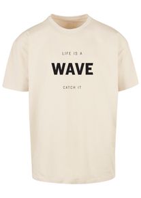 Merchcode Herren T-Shirt "Merchcode Herren Summer - Life is a wave Heavy Oversize Tee", beige, casual, Gr. L, bedruckt, 100% Baumwolle, Shirts