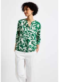 Street One Damen Klassische Bluse, grün, casual, Gr. 38, bedruckt, Web, Obermaterial: 60% Leinen, 40% Baumwolle, Blusen, mit All-Over Print