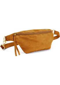 ELBSAND Damen Bauchtasche "Umhängetasche", braun, Veloursleder, unifarben, Taschen, aus Leder, Brusttasche, Schultertasche, Crossbody Bag
