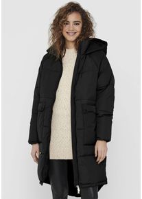 Only Damen Steppmantel "ONLGABI OVERSIZED LONG COAT OTW NOOS", schwarz, casual, Gr. M, unifarben, Web, Obermaterial: 100% Polyester, Mäntel