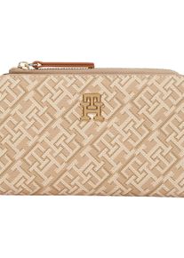 Tommy Hilfiger Geldbörse "TH MONOPLAY LEATHER MED 7 WALLET", grau, Lederimitat, Leder, casual, Kleinlederwaren, Damen Geldbeutel, Portemonnaie mit