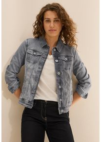 Cecil Damen Jeansjacke, grau, casual, Gr. XL, unifarben, Denim/Jeans, Obermaterial: 77% Baumwolle, 20% Polyester, 3% Elasthan, Jacken, mit Hemdkragen