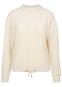 Urban Classics Damen Sweatshirt "Urban Classics Damen Ladies Oversized Velvet Crew", beige, Gr. S, unifarben, 93% Polyester, 7% Elasthan, Sweatshirts