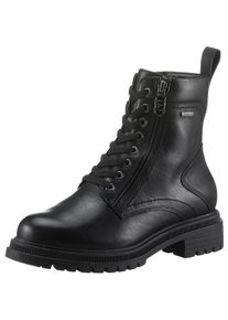 Tamaris Damen Schnürboots, Gr. 42, schwarz, Glattleder, unifarben, klassisch, Schuhe, Blockabsatz, Outdoorschuh, Schnürstiefelette,